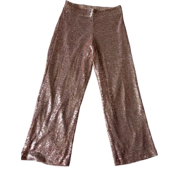 Torrid Pull-On Wide Leg Sequin High-Rise Pants size 00R US M 10 Champagne Beige - Picture 3 of 9